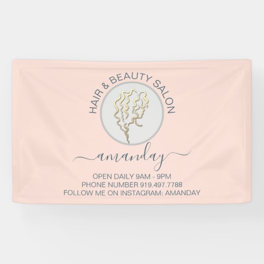 Rose Golden Logo Friseur Schönheitssalon Studio Banner (Horizontal)