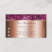 Rose Golden Pink Glitzer Sparkle Diamanten Visitenkarte (Rückseite)