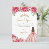 Rose Golden Quinceañer Dankeskarte (Stehend Vorderseite)