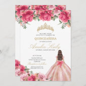 Rose Golden Quinceañer Einladung (Vorne/Hinten)
