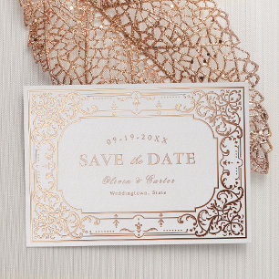Rose Golden Romantik verzierte Hochzeit Folieneinladung