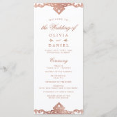 Rose Golden Romantik verzierte Hochzeit Programm (Vorderseite)