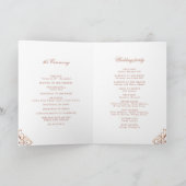 Rose Golden Romantik verzierte Hochzeit Programm (Innenseite)