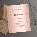 Rose golden stars flyer<br><div class="desc">Bitte beachten Sie, dass diese Einladung auf Flyer Papier und sehr dünn ist. Umschläge sind nicht enthalten. Für dickere Einladungen (gleiche Gestaltung) besuchen Sie bitte unseren Shop. Für eine elegante 50. Geburtstagsfeier (oder jedes Alter). Eine Rose mit goldenem Farbverlauf. Mit Sternen dekoriert. Personalisieren und fügen Sie einen Namen und Party-Details...</div>