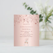 Rose golden stars jubeln Bridal Duwer Einladung (Stehend Vorderseite)