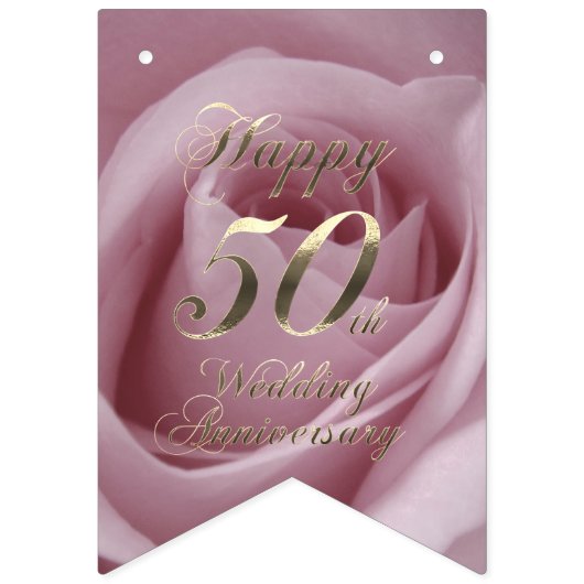 Rose Golden Wedding Party 50 Jahre alt Wimpelkette (Zweite Fahne)
