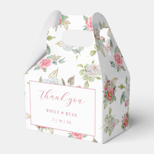 Rose & Goldene Blätter Vielen Dank Geschenkschachtel