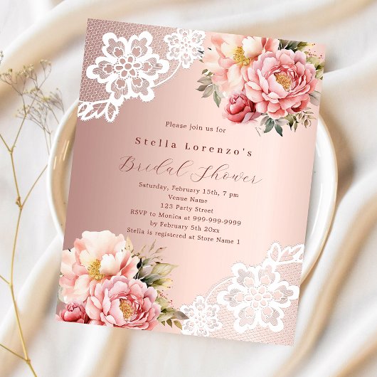 Rose goldene Blumensträuße laden Bridal Dusche ein