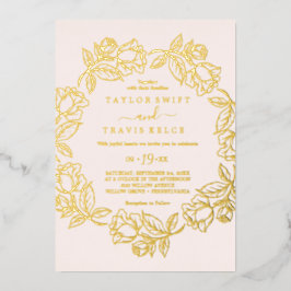 Rose Goldene Blütenhochzeit Folieneinladung