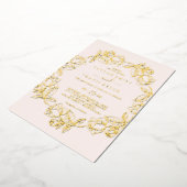 Rose Goldene Blütenhochzeit Folieneinladung (Gedreht)