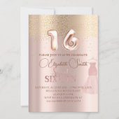 Rose goldene Eleganz, 16 . Geburtstag Einladung (Vorderseite)