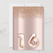 Rose goldene Eleganz, 16 . Geburtstag Einladung (Rückseite)