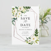Rose Goldene Foil Geometrie Save The Date (Stehend Vorderseite)