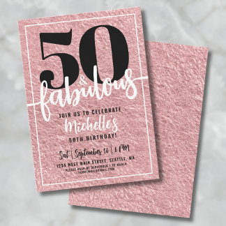 Rose Goldene Frauen 50. Geburtstagsparty Einladung