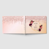 Rose goldene geometrische Blumen Glitzer Tropfen H Gästebuch (Voll)