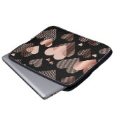 Rose goldene Herzen, Vintag schwarz. Laptopschutzhülle (Vorne Knopf)