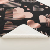 Rose goldene Herzen, Vintag schwarz. Sherpadecke (3/4)