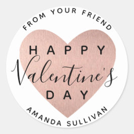 Rose Goldene Herzklographie Glücklicher Valentinst Runder Aufkleber