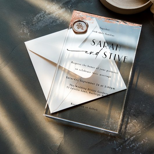 Rose Goldene Hochzeit Acryleinladungen