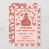 Rose Goldene Königin des Herzens Geburtstag Einladung (Vorne/Hinten)