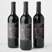 Rose Goldene Kunst-Déco Weinetikett (Flaschen)