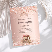 Rose Goldene Kutsche Tiara Glitzer Süß 16 Einladung