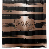 Rose Goldene Pinselstriche Duschvorhang (Vorderseite)