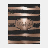 Rose Goldene Pinselstriche Fleecedecke (Vorderseite)