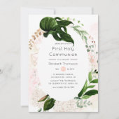 Rose Goldene Pinselstriche Geometrische Grüne Heil Einladung (Vorderseite)