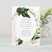 Rose Goldene Pinselstriche Geometrische Grüne Heil Einladung (Stehend Vorderseite)