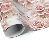 Rose Goldene Romantik: Blumenelegant im Blush-Desi Geschenkpapier (Rolleneckpunkt)
