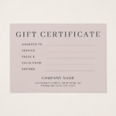 Rose Goldene Rosa Geschenkgutschein (Rückseite)