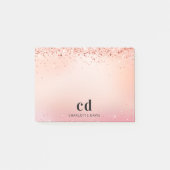 Rose Goldene Rosa Monogramm Post-it Klebezettel (Vorderseite)