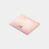 Rose Goldene Rosa Monogramm Post-it Klebezettel (angewinkelt)