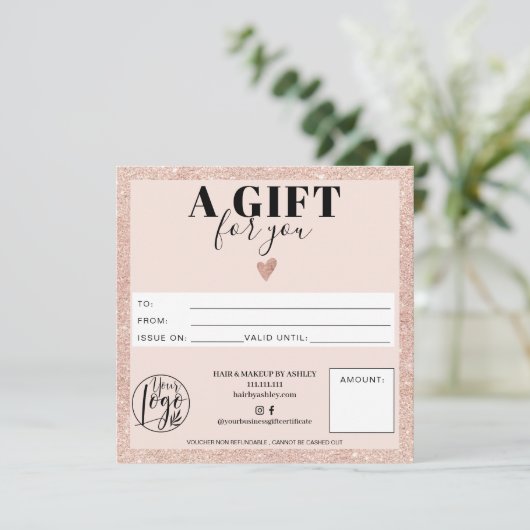 Rose Goldene Rosa Vierkantschenkel Logo (Stehend Vorderseite)