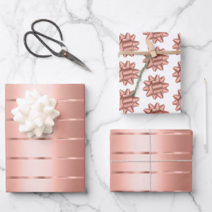 Rose Goldene Schleifen-Bogen-Brautparty Geschenkpapier Set