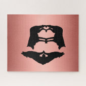 Rose goldene Silhouetten des Wölftpuzzles Puzzle (Horizontal)