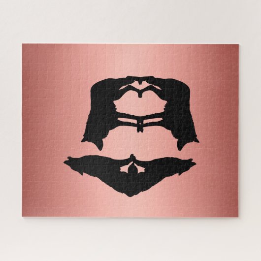 Rose goldene Silhouetten des Wölftpuzzles Puzzle (Horizontal)