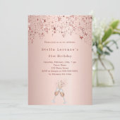 Rose goldene Sterne bejubeln Luxus Geburtstag Einladung (Stehend Vorderseite)