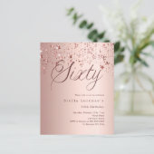 Rose goldene Sterne Budget Einladung zum 60. Gebur (Stehend Vorderseite)