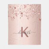 Rose Goldene Sterne Monogramm Name elegant Fleecedecke (Vorderseite)