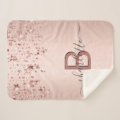 Rose Goldene Sterne Monogramm Name elegant Sherpadecke (Vorderseite (Horizontal))