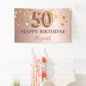 Rose goldene Sterne Rosa Ballon Drehbuch zum 50. G Banner (Insitu)