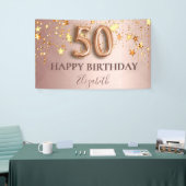 Rose goldene Sterne Rosa Ballon Drehbuch zum 50. G Banner (Messeveranstaltung)