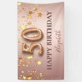 Rose goldene Sterne Rosa Ballon Drehbuch zum 50. G Banner (Vertikal)