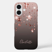 Rose goldene Sterne schwarzer Name Case-Mate iPhone Hülle (Rückseite)