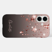 Rose goldene Sterne schwarzer Name Case-Mate iPhone Hülle (Rückseite (Horizontal))