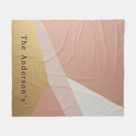 Rose Goldene Stundengeometrie Fleecedecke (Vorderseite (Horizontal))