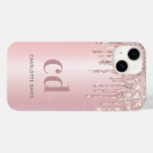 Rose Goldene Tropfen Monogramm Case-Mate iPhone Hülle (Rückseite (Horizontal))