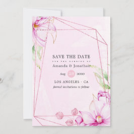 Rose Goldene und rosa Magnolia Geometrische Hochze Save The Date